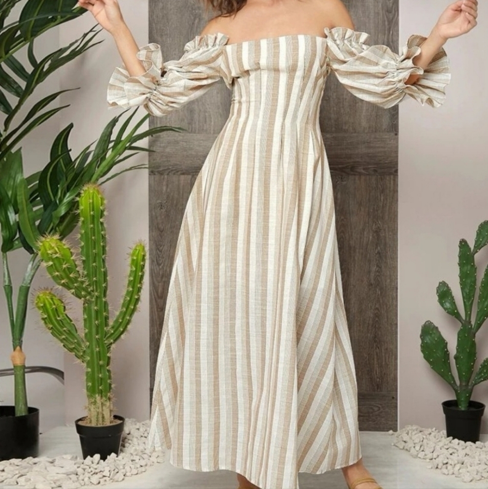 Cotton maxi off shoulder dress